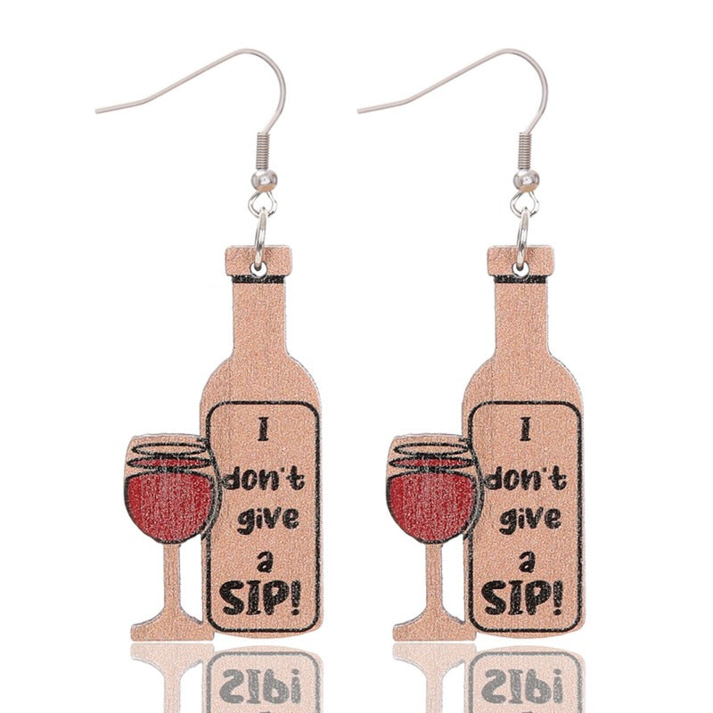 Wholesale Valentine's Day Creative Red Wine with Red Bottle Fashionable Temperament All-match Earrings